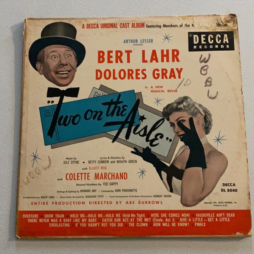 Vtg TWO ON THE AISLE 1951 ORIGINAL CAST LP Vinyl record BERT LAHR DOLORES GRAY